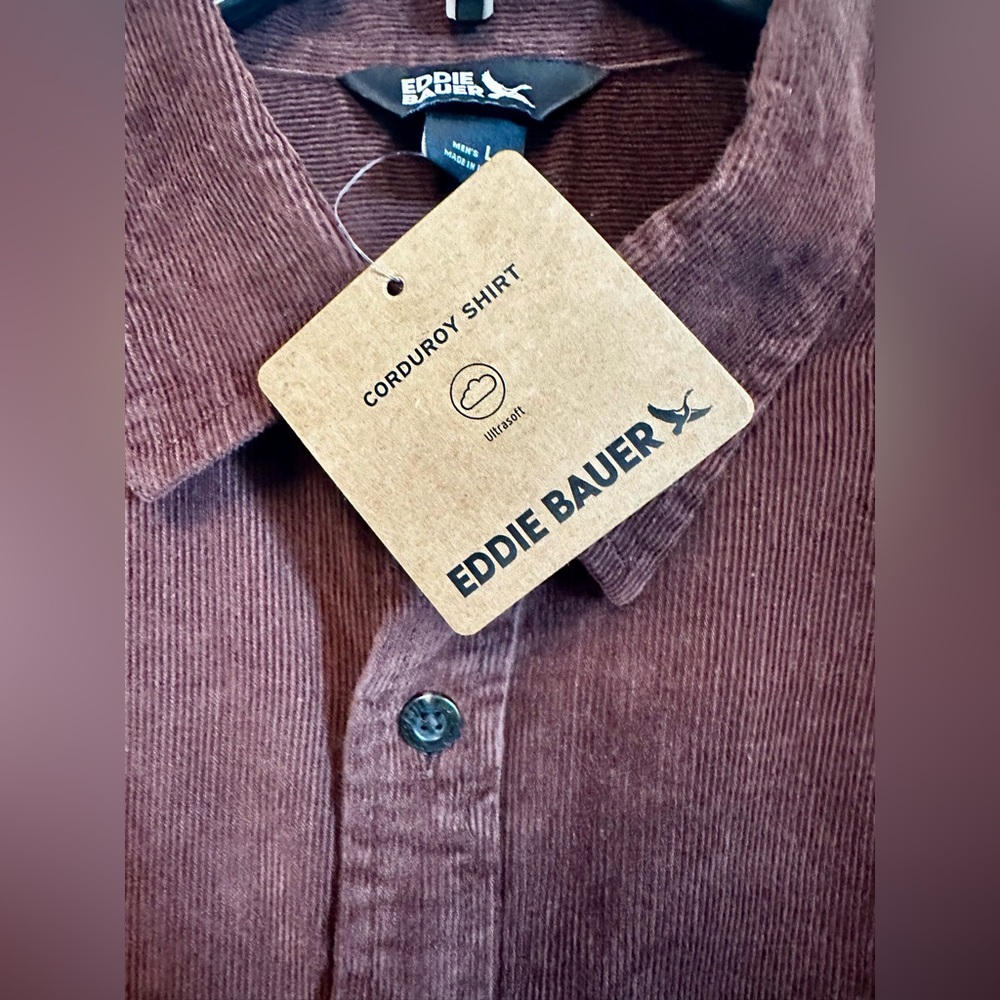 Eddie Bauer Brown Corduroy Button-Up Shirt